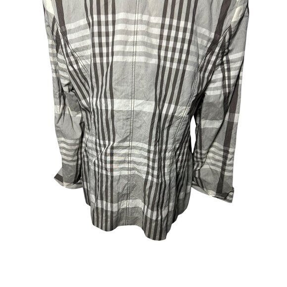 BASLER Gray Taupe Plaid Silk Blend Blazer Jacket Size FR 44 / US 12 - Picture 8 of 9